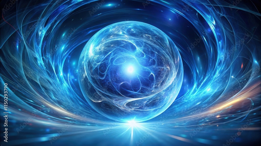 Poster Abstract Glowing Orb in a Swirling Nebula of Light and Energy