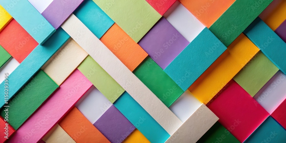 Fototapete abstract colorful geometric paper texture background design featuring interlocking shapes and vivid 