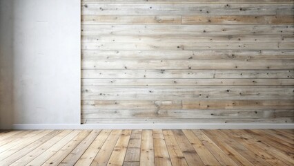 Naklejka premium Rustic interior design with wood wall and floor ideal for home staging