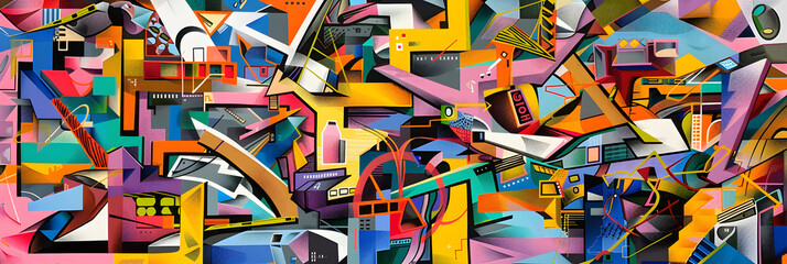 Abstract Representation of Modern Life's Complexities and Interconnected Challenges