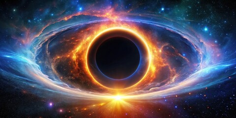 Obraz premium Cosmic Eye A Celestial Ring of Fire and Light Encircling a Dark Void within a Starry Nebula