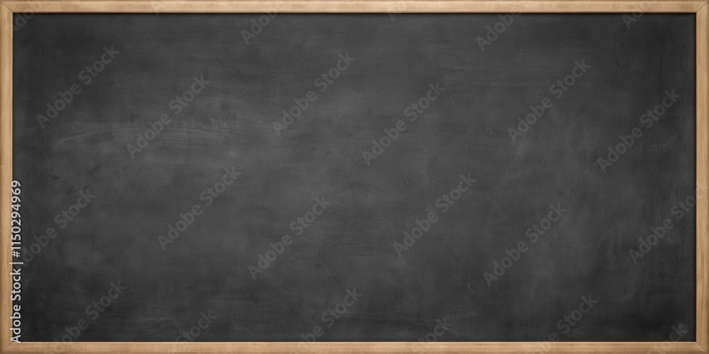 Poster empty dark slate blackboard with light wood frame ready for your message