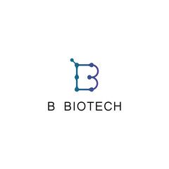 Letter B Technology vector monogram logo design template. Letter B molecule, Science and Bio technology Vector logo.
