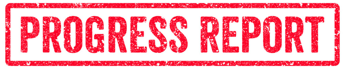 Fototapeta premium Progress Report Stamp Transparent Seal, Red Grunge Progress Report Word Rubber Stamp Seal