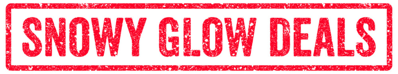 Snowy Glow Deals Stamp Transparent Seal, Red Grunge Snowy Glow Deals Word Rubber Stamp Seal