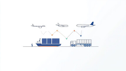 minimalist illustration of cargo transport logistics