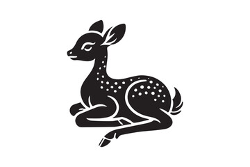 minimalist baby deer vector silhouette black color in white background