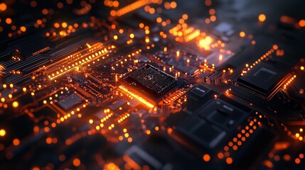Obraz premium Close-Up 4K Image of Computer Hardware Showcasing Motherboard and CPU