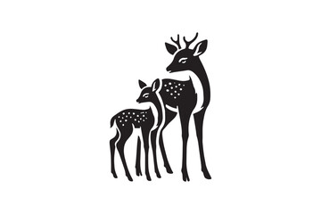 minimalist baby deer vector silhouette black color in white background