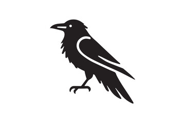 minimalist ugly bird crow vector silhouette black color in white background