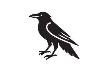 minimalist ugly bird crow vector silhouette black color in white background