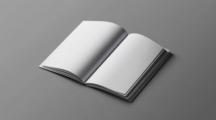 Blank Open Book Mockup on Gray Background: Perfect for Design Presentations