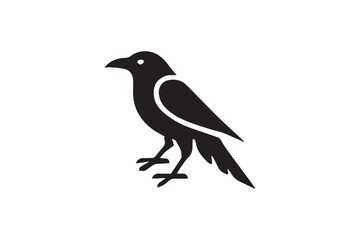 minimalist ugly bird crow vector silhouette black color in white background