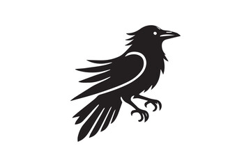 minimalist ugly bird crow vector silhouette black color in white background