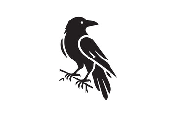 minimalist ugly bird crow vector silhouette black color in white background