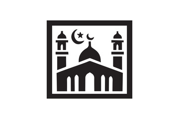 minimalist Islamic religious  vector silhouette black color in white background