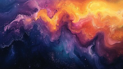 Abstract swirling paint, cosmic nebula effect.