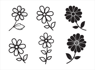 Hand drawn flower icon set