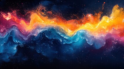 Fototapeta premium Abstract cosmic swirl, vibrant colors, fluid art.