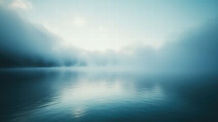 Fototapeta premium Captivating morning mist and reflection on a tranquil lake nature's serenity