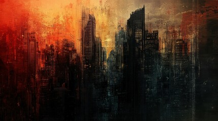 Fototapeta premium Dusk cityscape transformation captivating warm sky over urban landscape