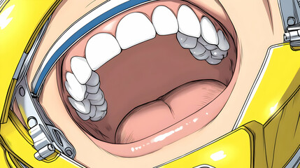 Open Mouth Illustration: Detailed Teeth