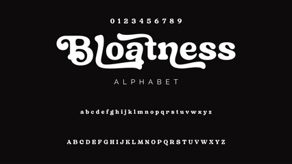 Luxury wedding alphabet logo font with tails. Typography elegant classic serif fonts and number decorative vintage retro logos branding. vector illustration