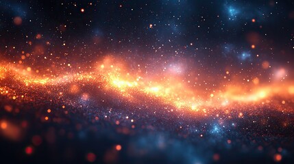 Naklejka premium A bokeh background wallpaper with sparkling particles and glitter patterns creates a cosmic and abstract design with a bright burst of light