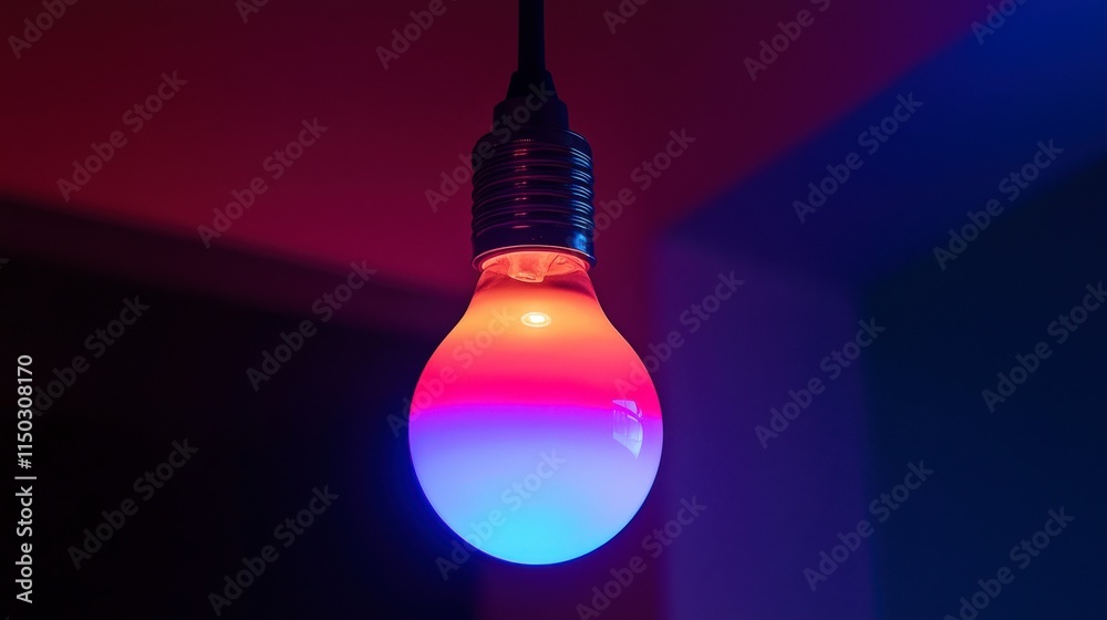 Poster illuminating led lightbulb glows in dark room captivating atmosphere indoor setting artistic viewpoi