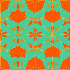 Naklejka premium Vibrant Geometric Pattern: Teal and Orange Abstract Design 