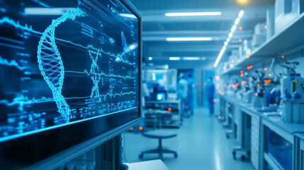 A high-tech laboratory showcasing DNA analysis technology.