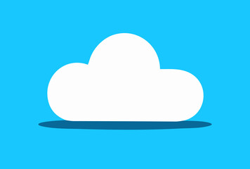 Three-Dimensional White Cloud with Shadow on Bright Blue Background Illustration
