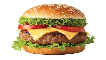 Fresh beef burger isolated on transparent background