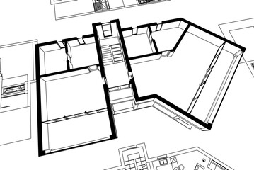 Modern house sketch 3d illustration
