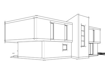 Modern house sketch 3d illustration
