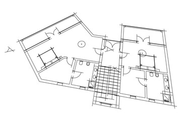 Modern house sketch 3d illustration