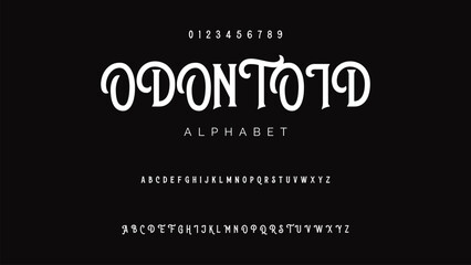 Luxury wedding alphabet logo font with tails. Typography elegant classic serif fonts and number decorative vintage retro logos branding. vector illustration