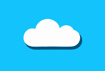Minimalist White Cloud with Shadow on Bright Blue Background Illustration
