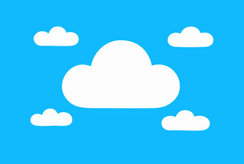 Minimalist White Clouds on Blue Background Illustration