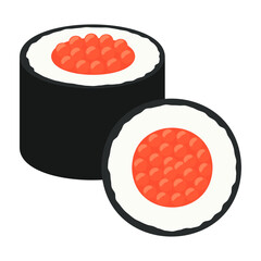 Flavorful sushi combinations with traditional Japanese accompaniments. Vector flat Illustration