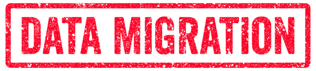 Data Migration Stamp Transparent Seal, Red Grunge Data Migration Word Rubber Stamp Seal