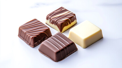 Assorted chocolate squares, showcasing rich textures and flavors.