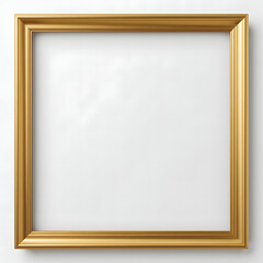 Square gold frame with a minimalist design, ideal for modern decor and displaying art or photos. Isolated on transparent background