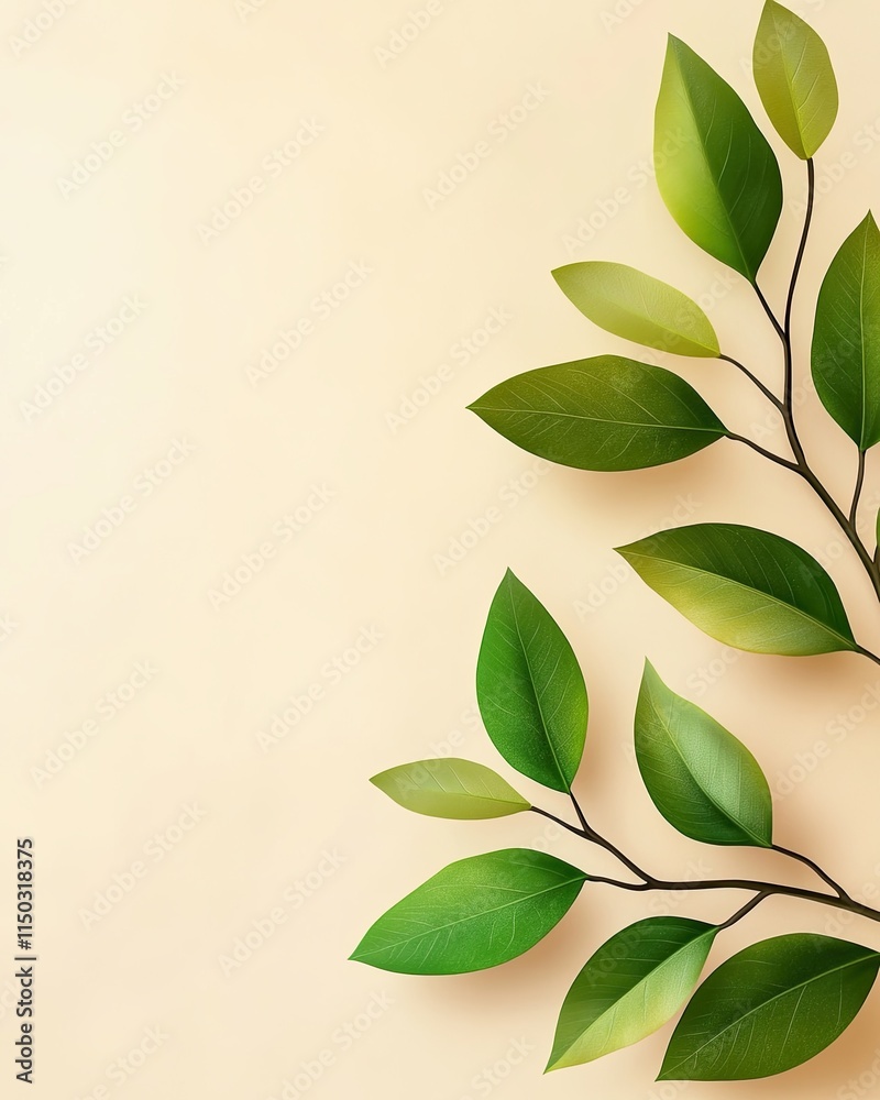 Poster embracing nature with soft leaves and gentle colors on a simple beige background