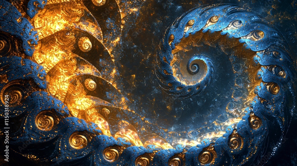 Poster fractal spiral creation digital art abstract design cosmic environment close-up view mathematical co