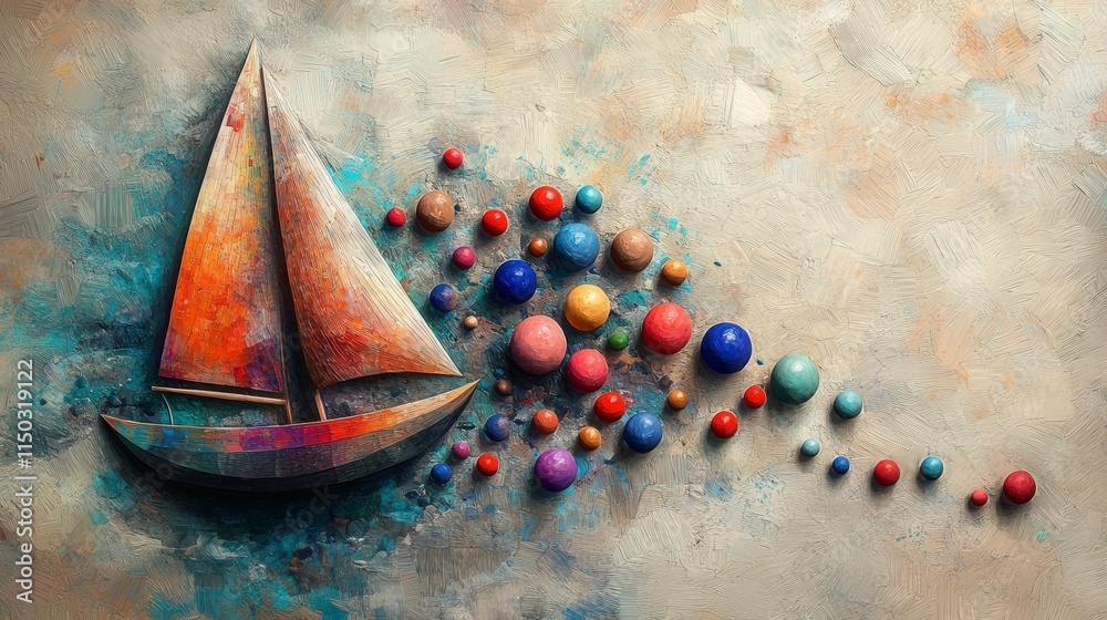 Aufkleber dynamic pinart sailboat displaying colorful pins creative art captivating environment aesthetic view