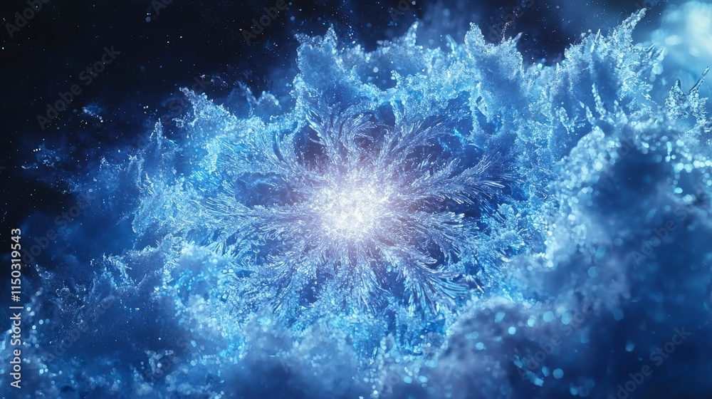 Poster frozen exhalation display cosmic background digital artwork ethereal environment abstract viewpoint 