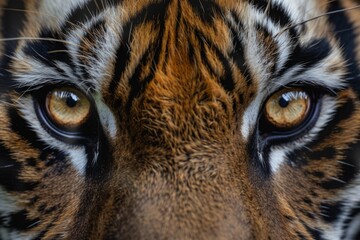 A close up of a tiger's eye with a yellowish-orange hue