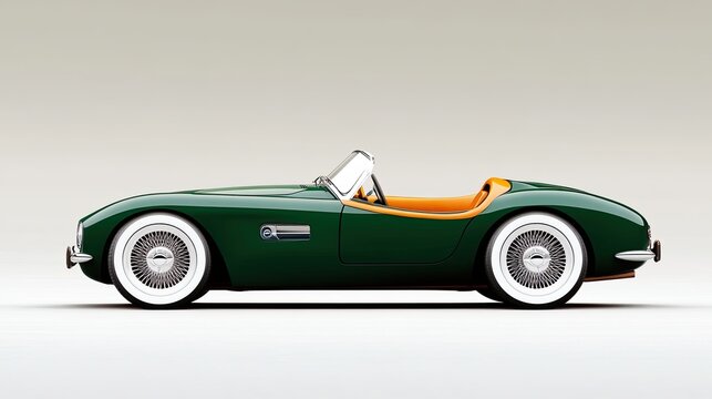 Naklejki Stunning Ultra-Photorealistic Car in British Racing Green With a Brown Interior