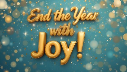Title: End the Year with Joy! - 3D Text with Festive Ornaments